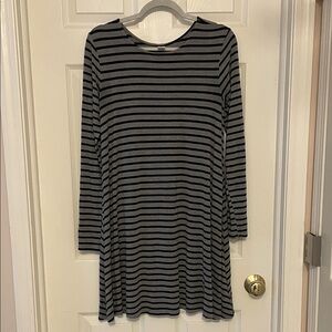 Old Navy Black and Gray Striped Dress